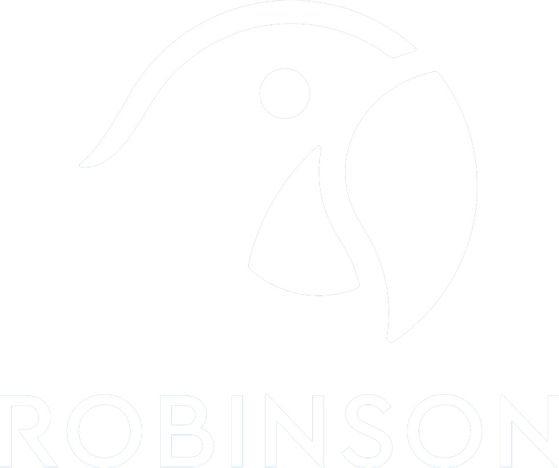 Ein Logo eines Vogels, das ROBINSO repräsentiert